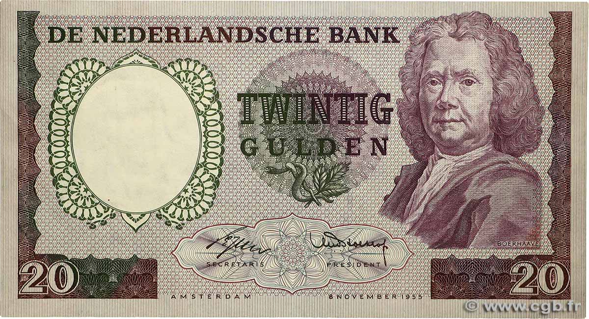20 Gulden NIEDERLANDE 1955 P.086 fVZ