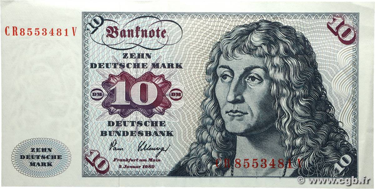 10 Deutsche Mark ALLEMAGNE FÉDÉRALE 1980 P.31d SUP