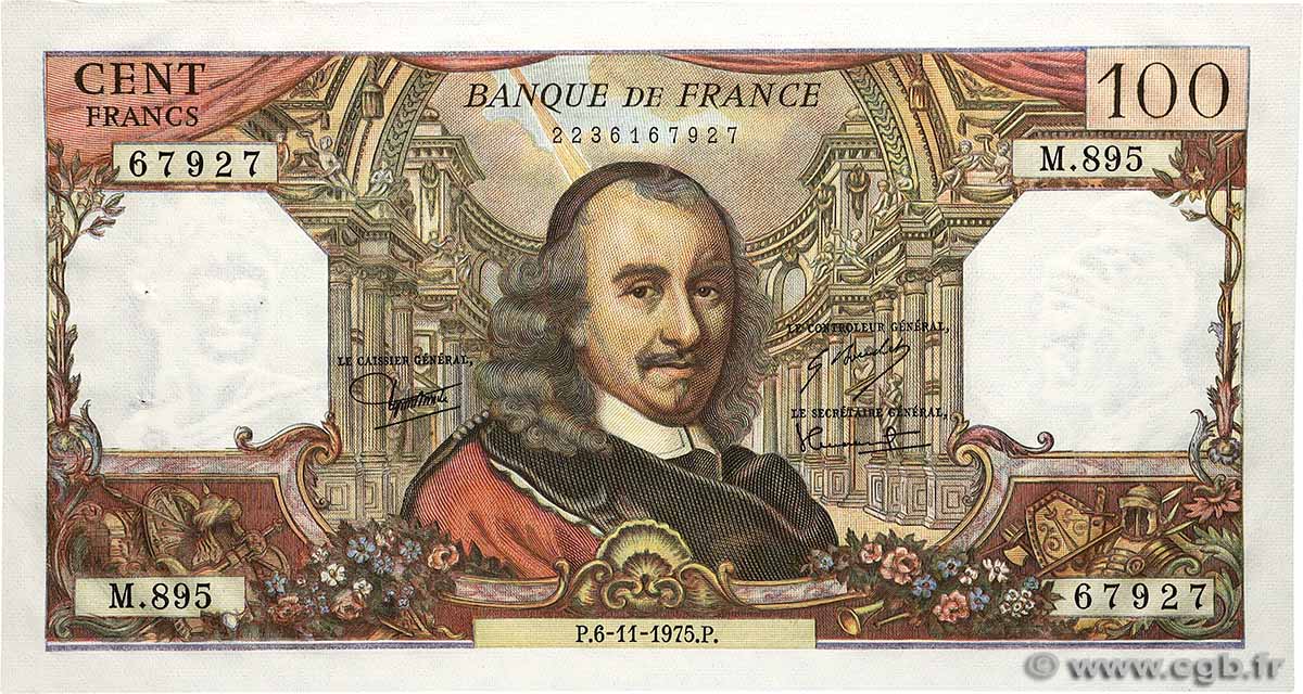 100 Francs CORNEILLE FRANCE 1975 F.65.50 SPL