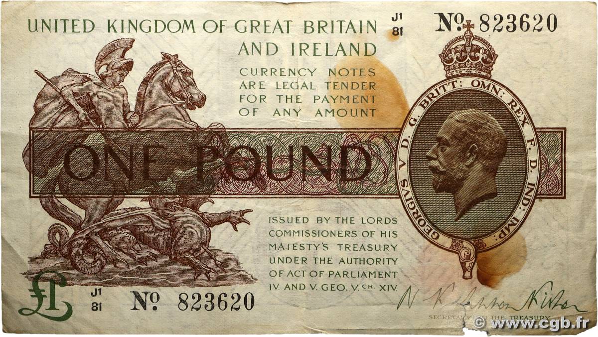 1 Pound ANGLETERRE 1928 P.359a TB