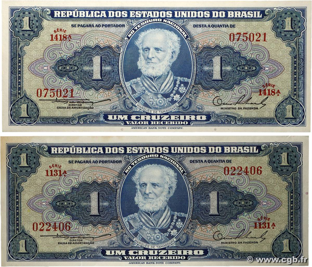 1 Cruzeiro Lot BRÉSIL 1958 P.150a TTB+