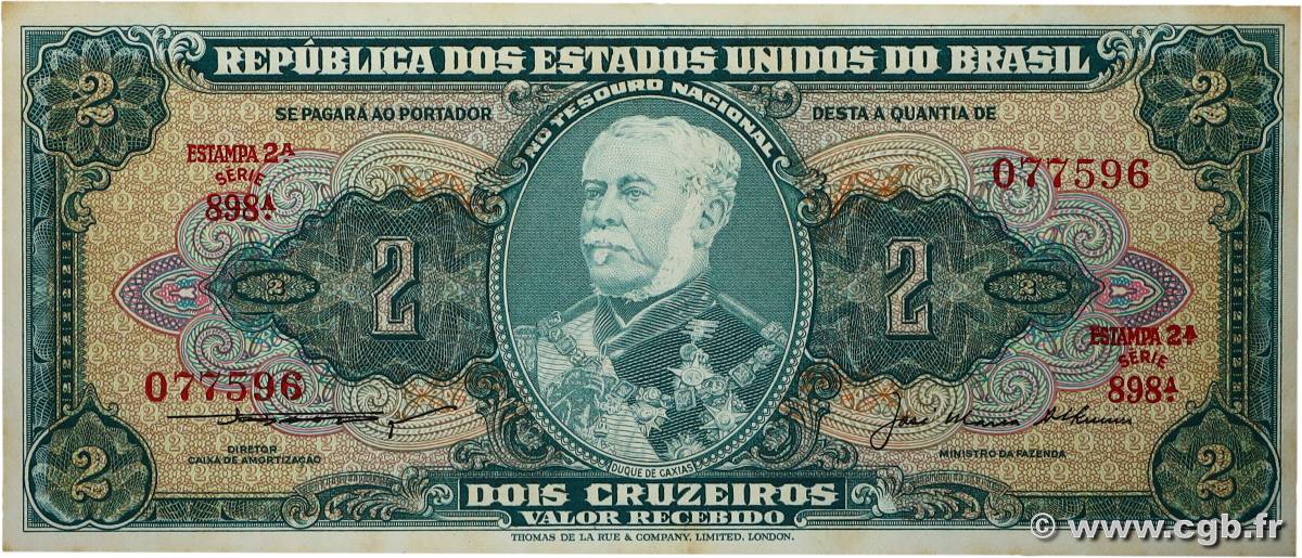 2 Cruzeiros BRÉSIL 1955 P.157Ab pr.NEUF