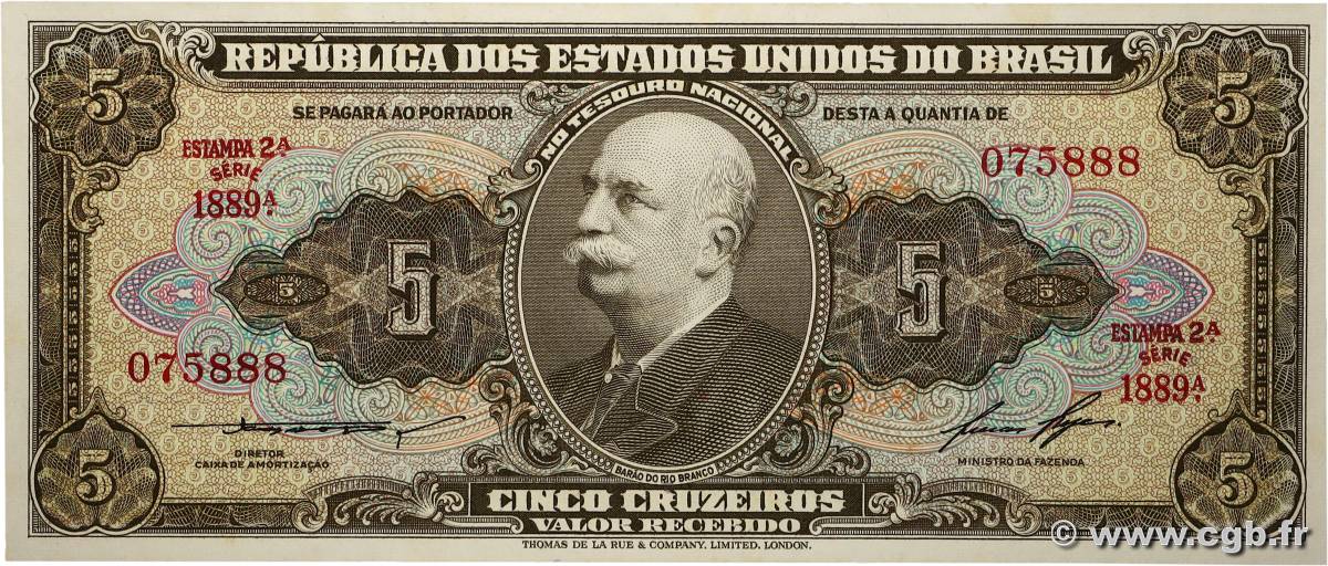 5 Cruzeiros BRÉSIL 1954 P.158e SPL+