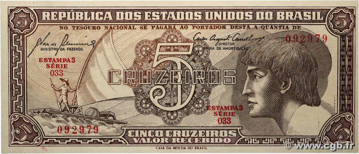 5 Cruzeiros BRÉSIL 1961 P.166a pr.NEUF