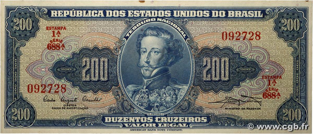 200 Cruzeiros BRÉSIL 1961 P.171a SUP+