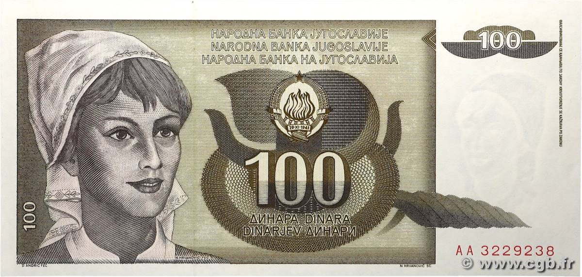100 Dinara YOUGOSLAVIE 1991 P.108 NEUF