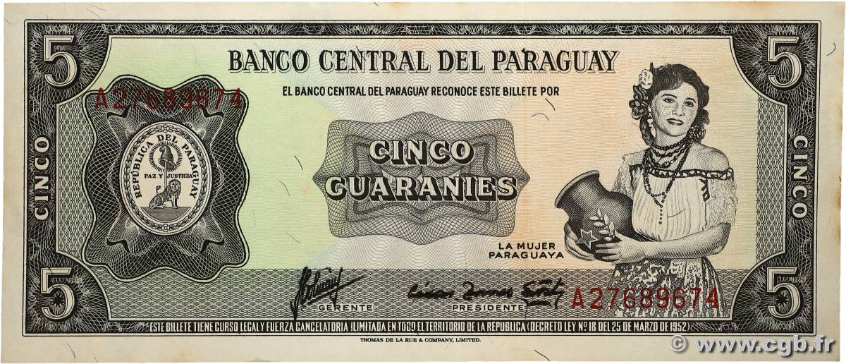 5 Guaranies PARAGUAY 1963 P.195b SPL+
