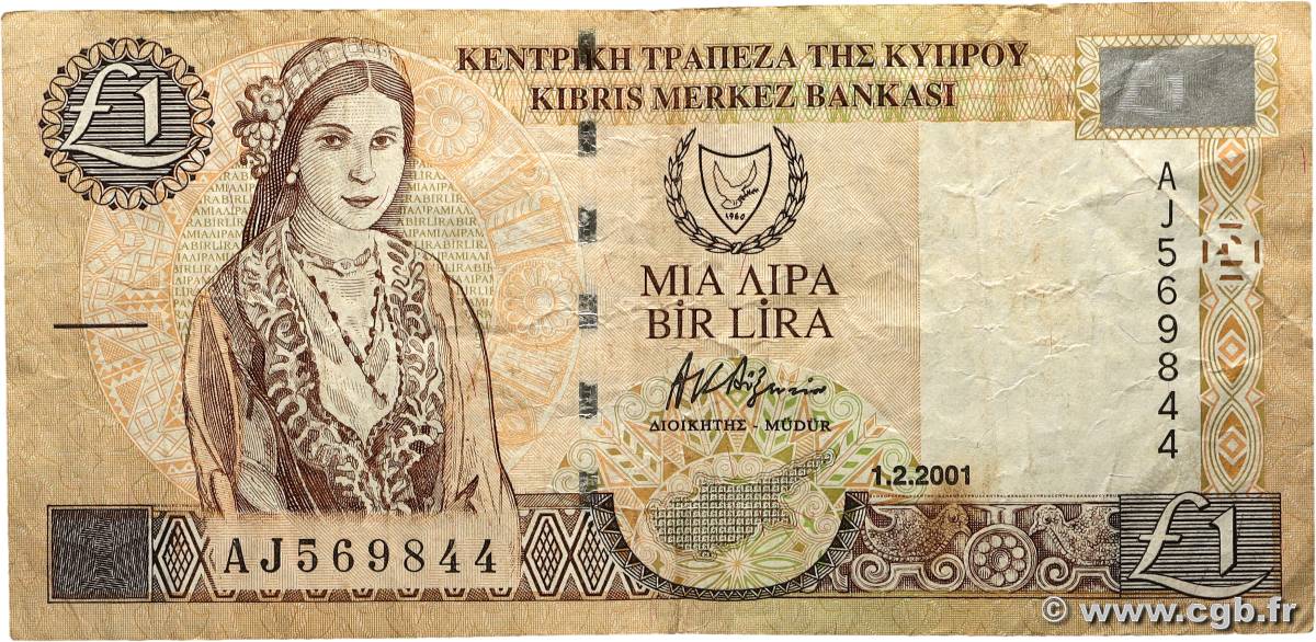 1 Pound CHYPRE 2001 P.60c TB