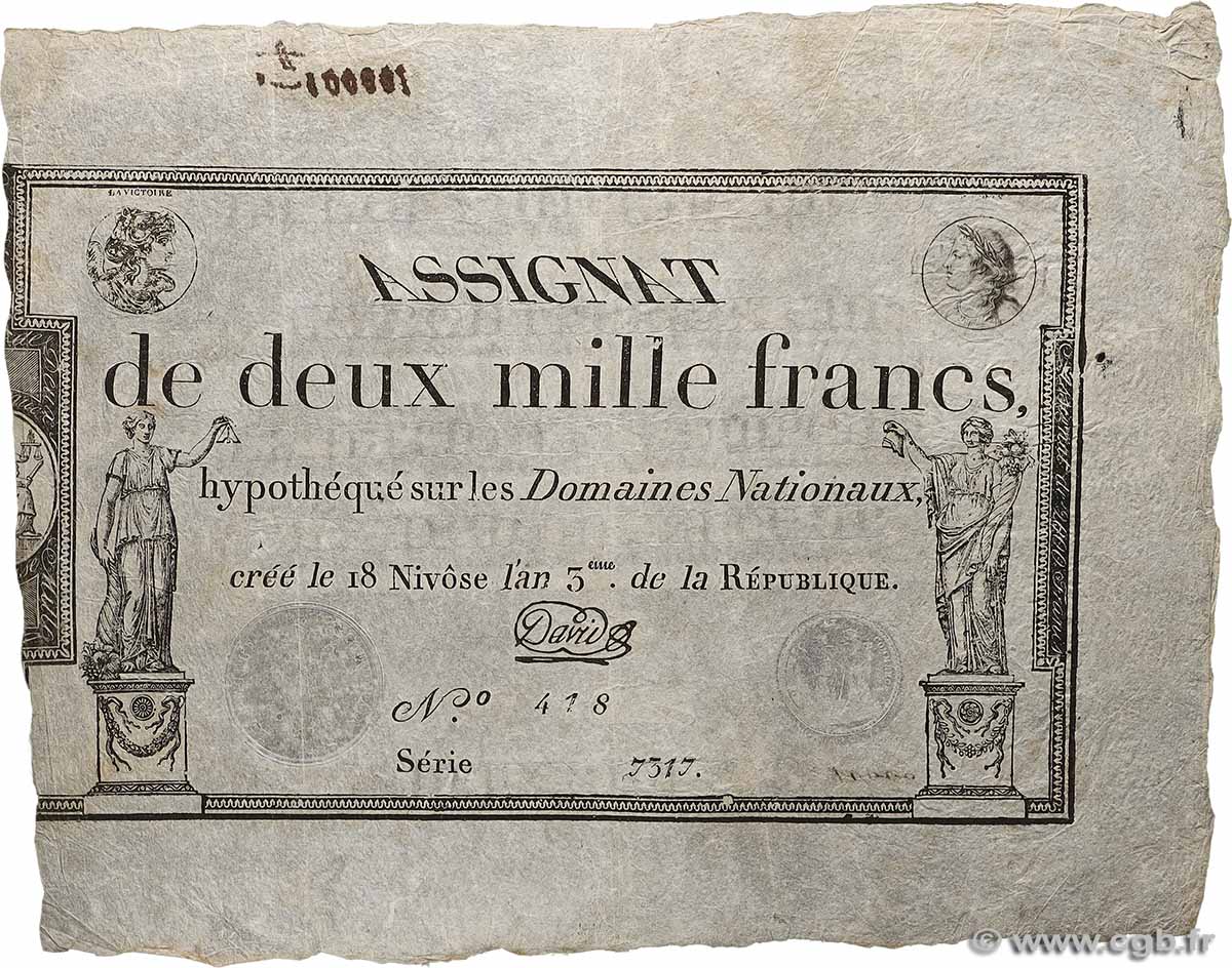 2000 Francs FRANCE 1795 Ass.51a F+