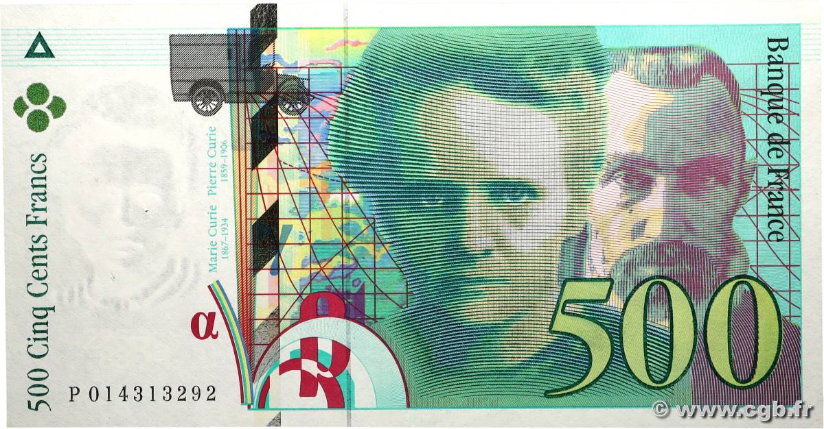 500 Francs PIERRE ET MARIE CURIE FRANCE 1994 F.76.01 SUP