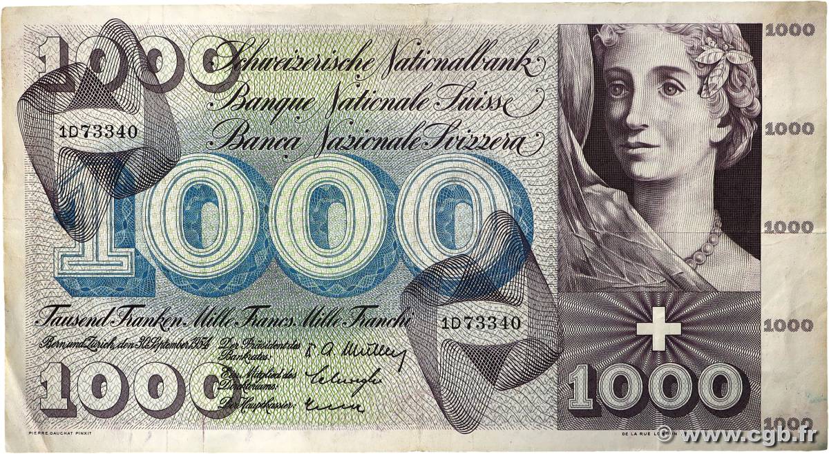 1000 Francs SUISSE 1954 P.52a pr.TTB