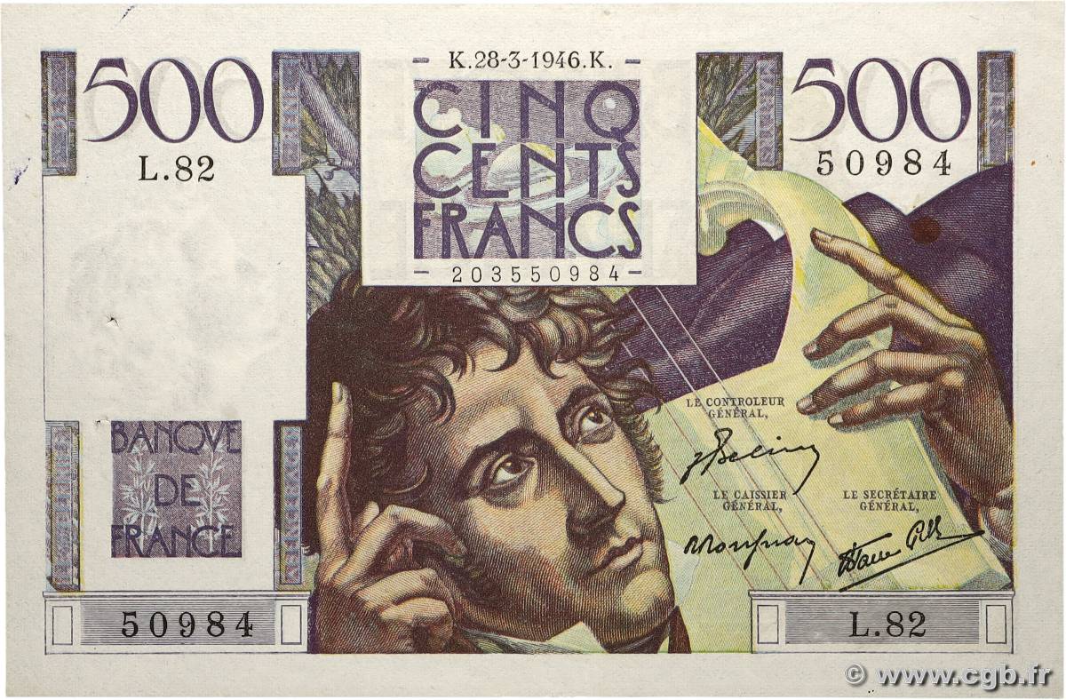 500 Francs CHATEAUBRIAND FRANCE 1946 F.34.05 pr.SUP