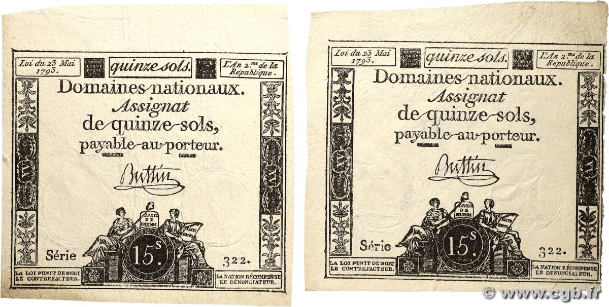 15 Sols Lot FRANCE 1793 Ass.41b TTB+