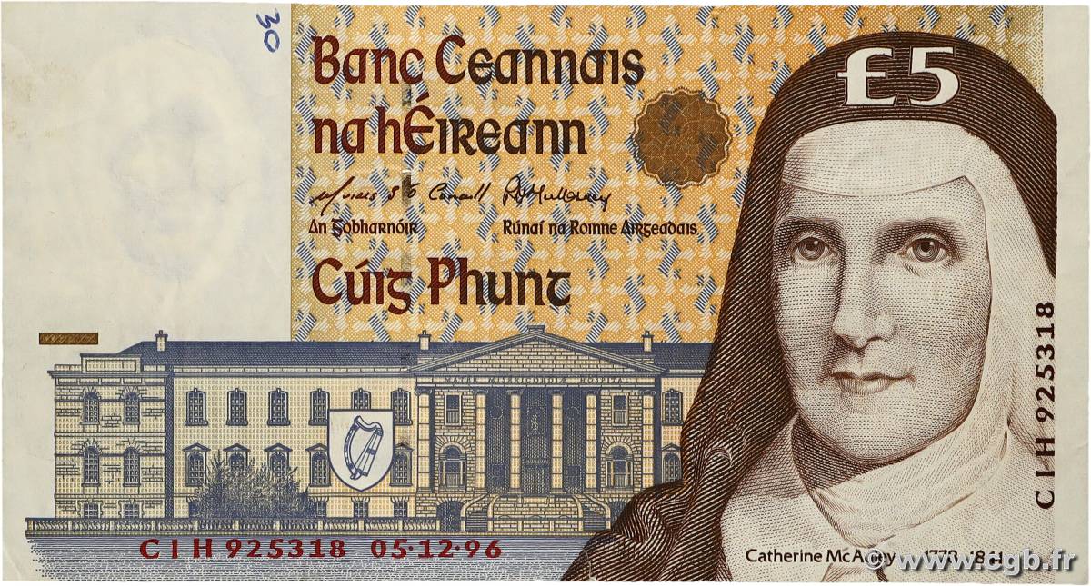 5 Pounds IRLANDA 1996 P.075 BC+