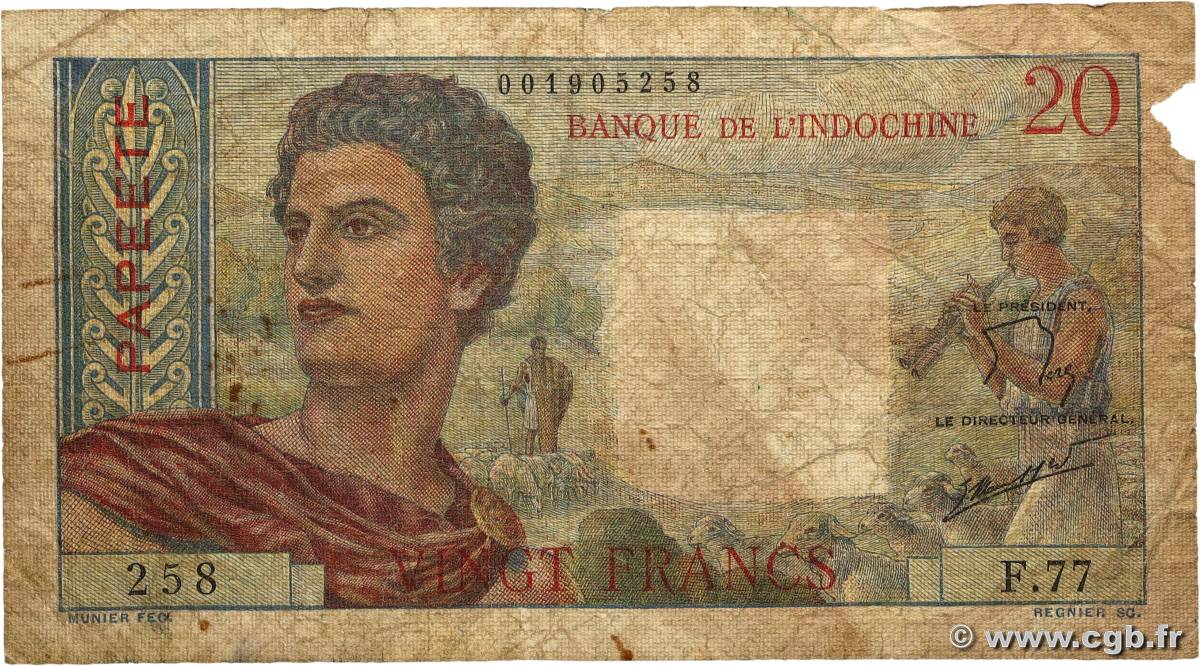 20 Francs TAHITI 1960 P.21c pr.B