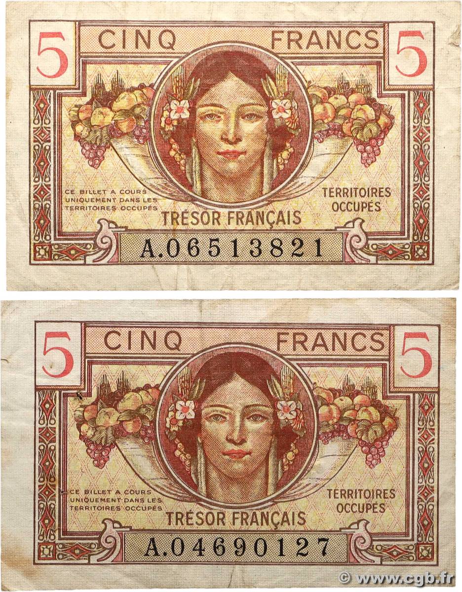 5 Francs TRÉSOR FRANÇAIS Lot FRANCE 1947 VF.29.01 TB