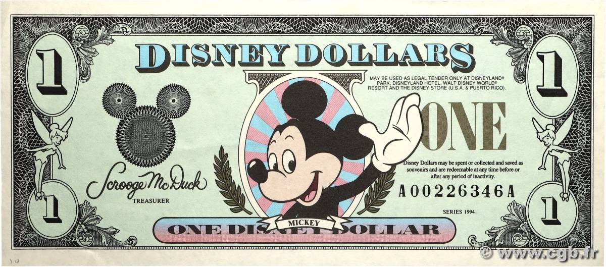 1 Disney dollar ÉTATS-UNIS D AMÉRIQUE 1993 P.- SUP