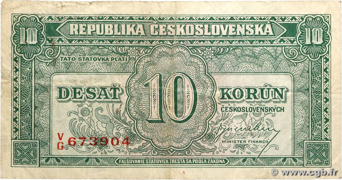 10 Korun TCHÉCOSLOVAQUIE 1945 P.060a TB
