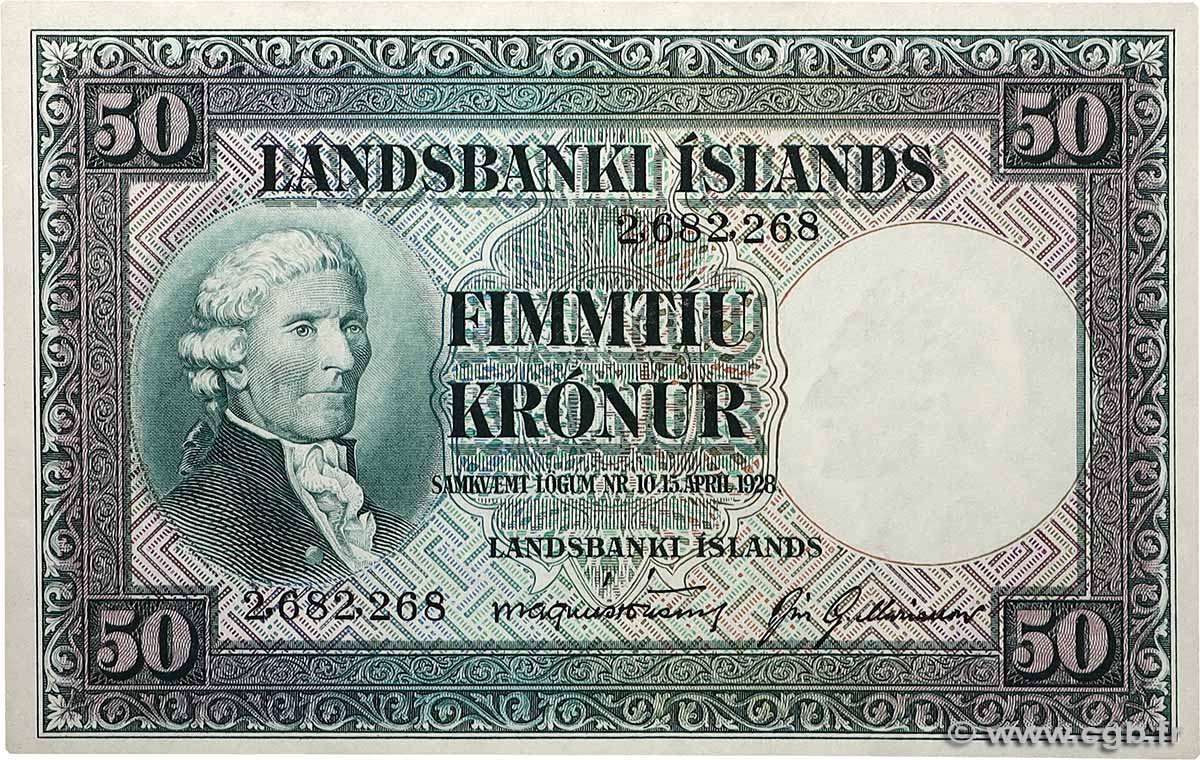 50 Kronur ICELAND 1948 P.34a AU