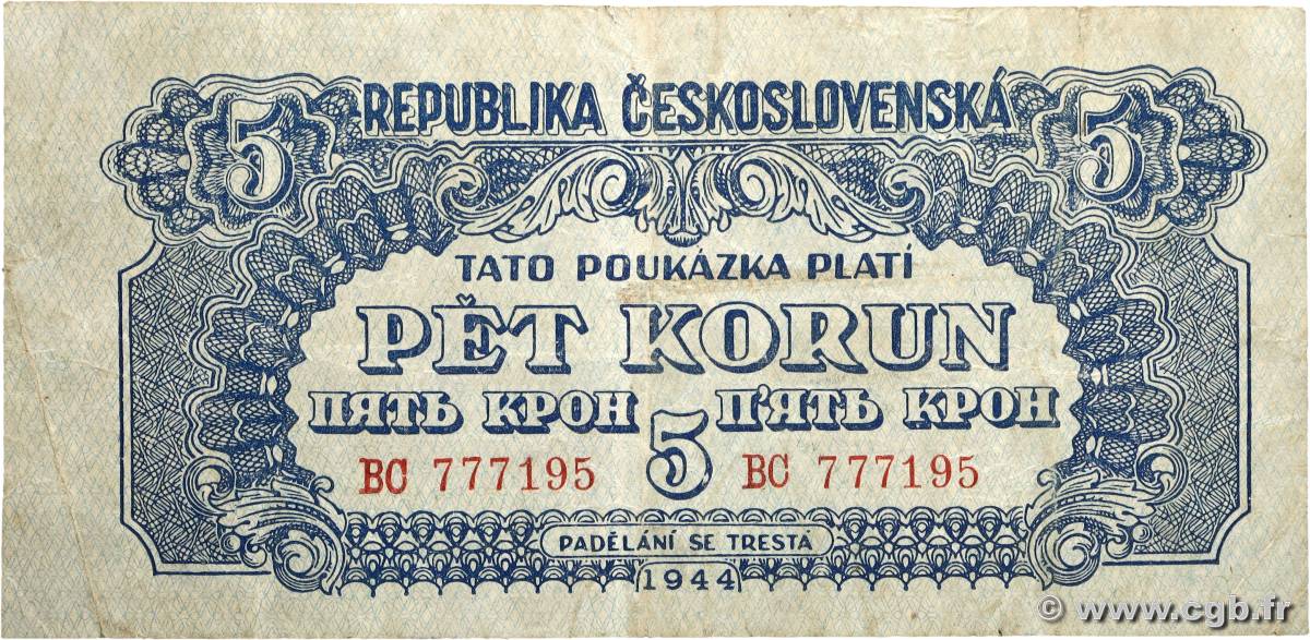 5 Korun TCHÉCOSLOVAQUIE 1944 P.046b TB+