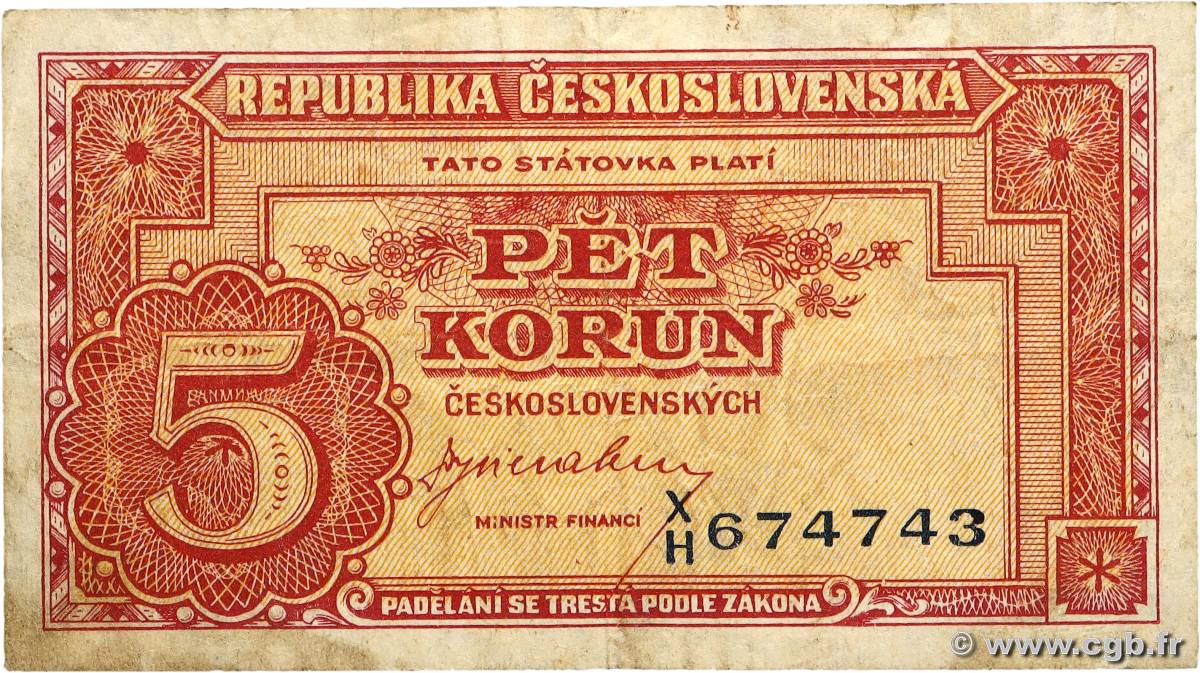 5 Korun TCHÉCOSLOVAQUIE 1945 P.059a TB