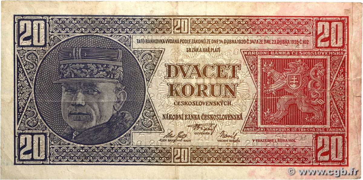20 Korun TCHÉCOSLOVAQUIE 1926 P.021a TB+