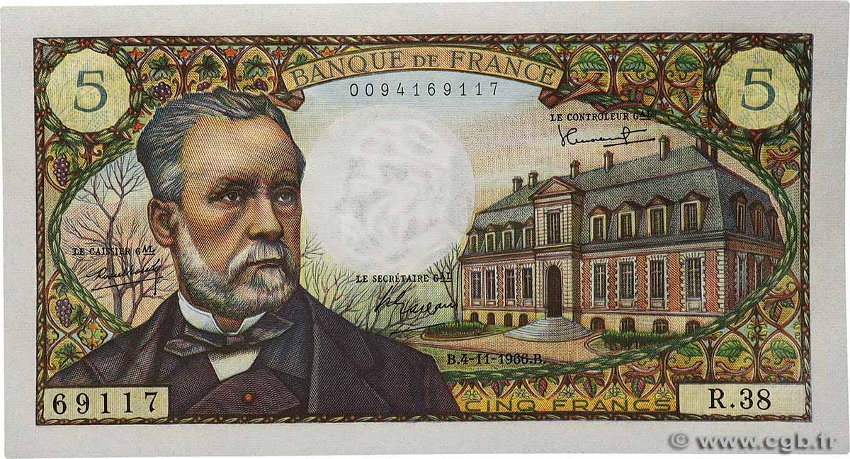 5 Francs PASTEUR FRANCIA 1966 F.61.04 FDC