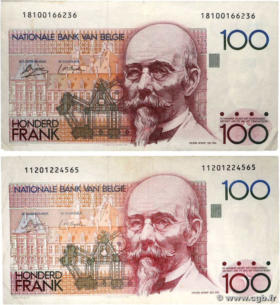 100 Francs Lot BELGIQUE 1978 P.140a TB+