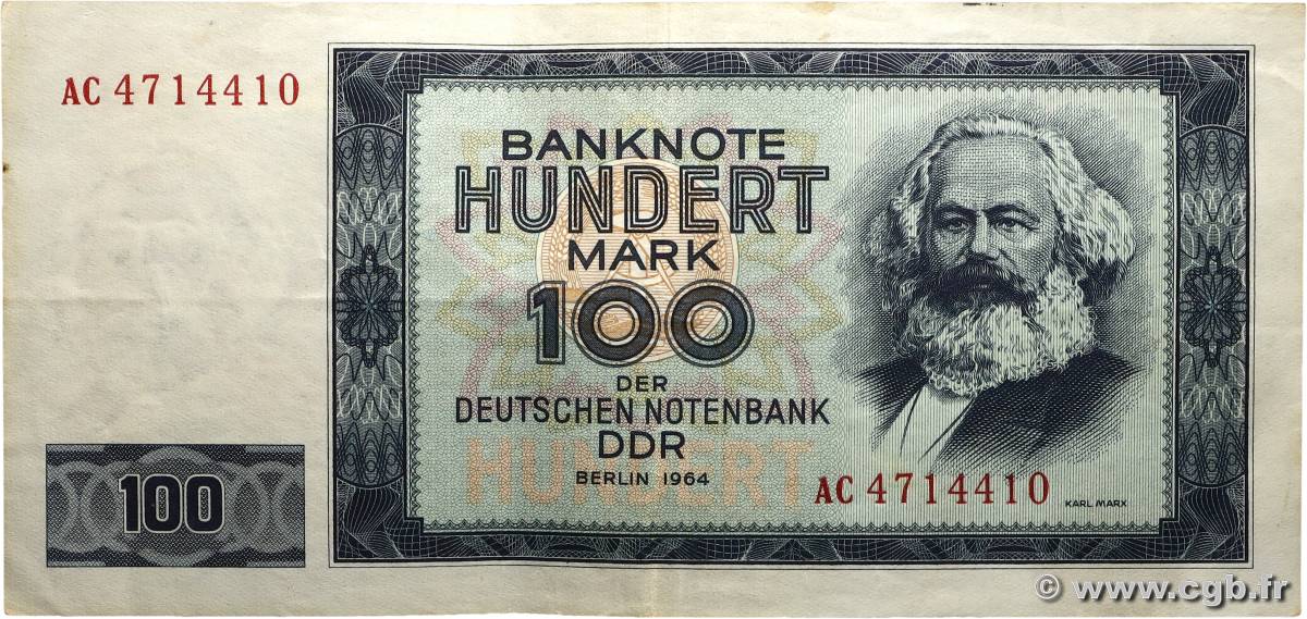 100 Mark ALLEMAGNE RÉPUBLIQUE DÉMOCRATIQUE 1964 P.26a TTB