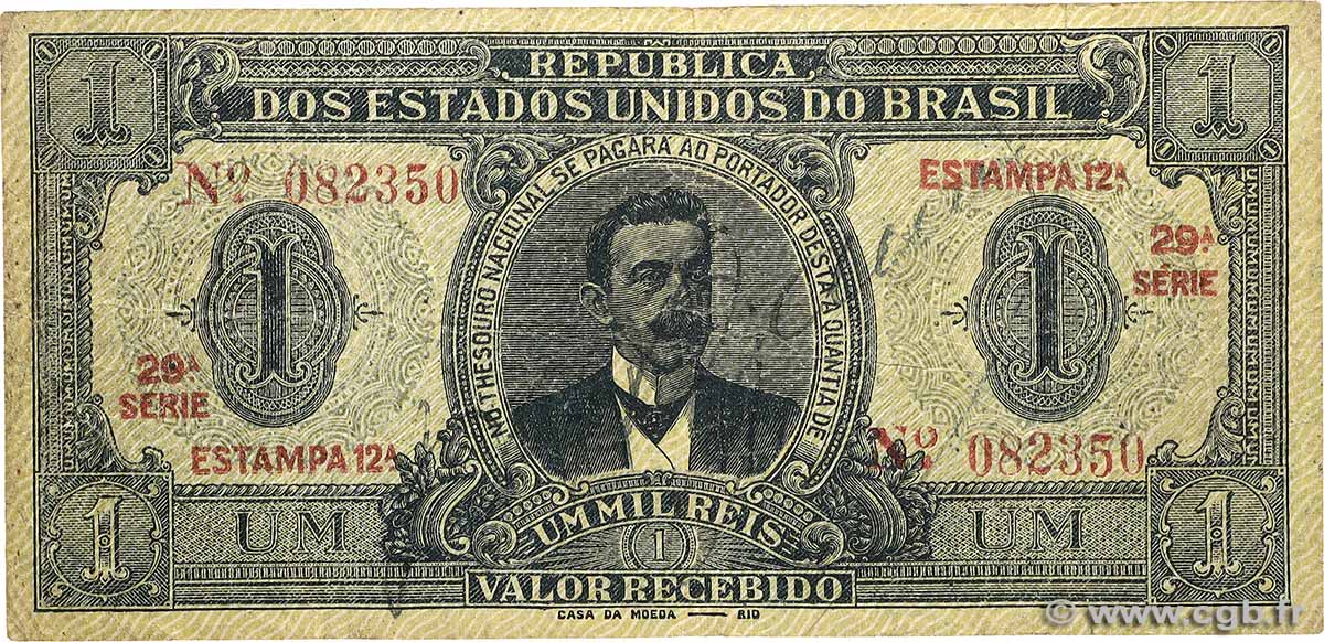 1 Mil Reis BRAZIL 1921 P.008 F