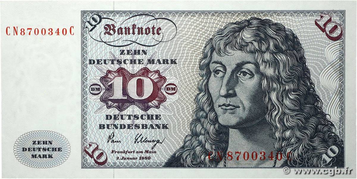 10 Deutsche Mark ALLEMAGNE FÉDÉRALE 1980 P.31d pr.NEUF