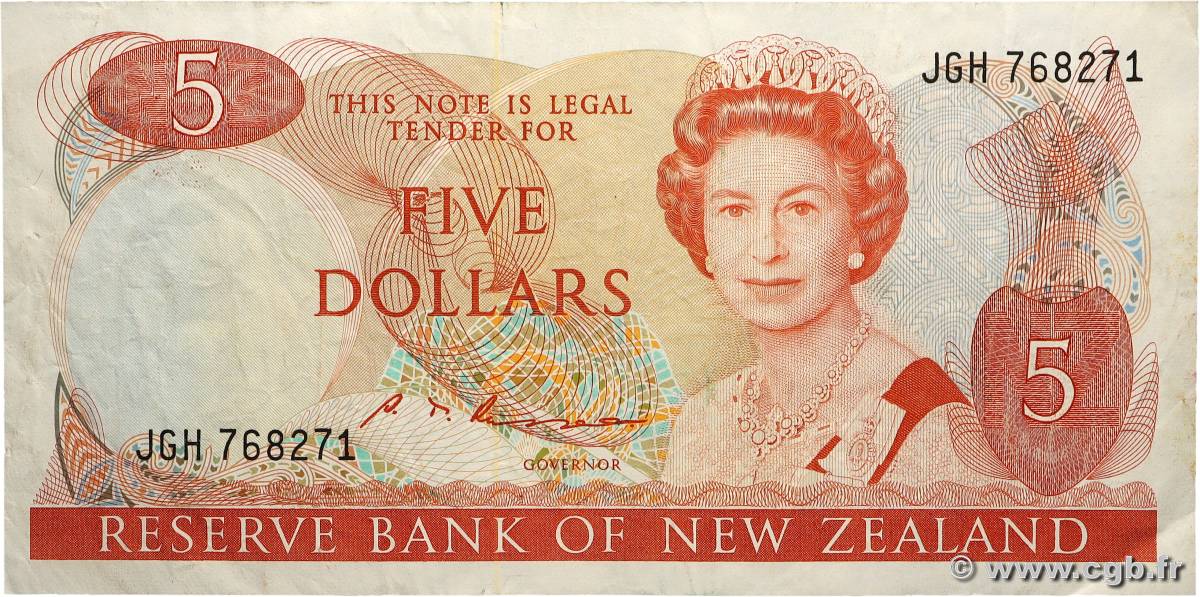 5 Dollars NOUVELLE-ZÉLANDE 1985 P.171b TB