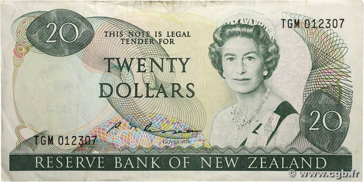 20 Dollars Petit numéro NOUVELLE-ZÉLANDE 1985 P.173b pr.TTB