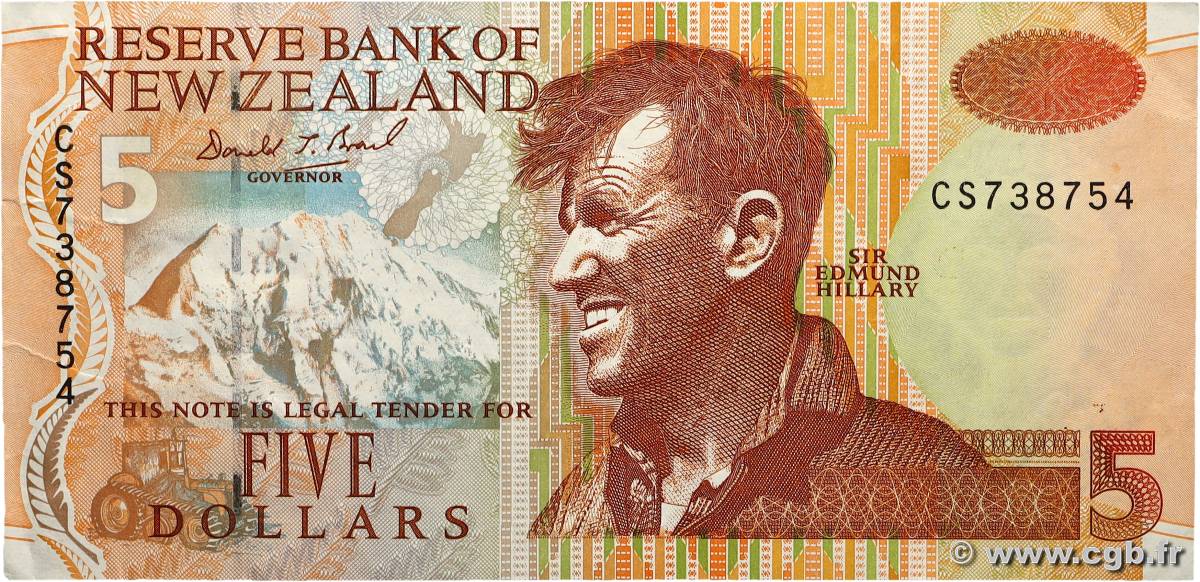 5 Dollars NOUVELLE-ZÉLANDE 1992 P.177 TTB