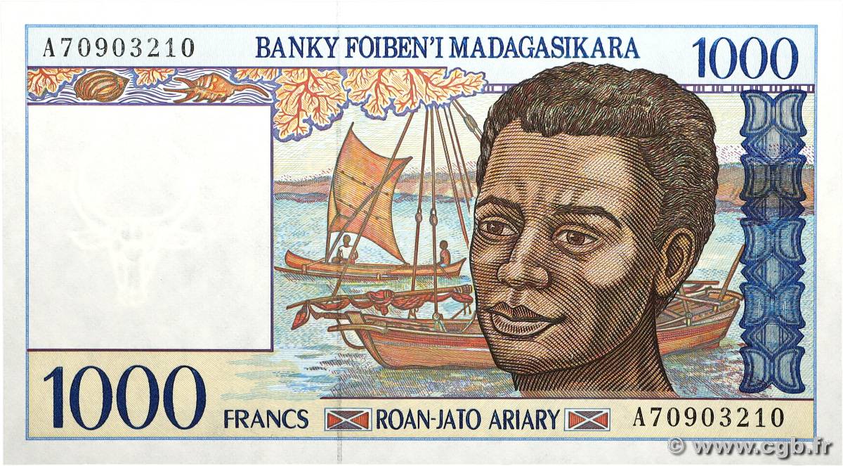 1000 Francs - 200 Ariary MADAGASCAR 1994 P.076b NEUF