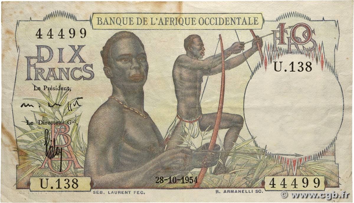 10 Francs AFRIQUE OCCIDENTALE FRANÇAISE (1895-1958) 1954 P.37 TTB+