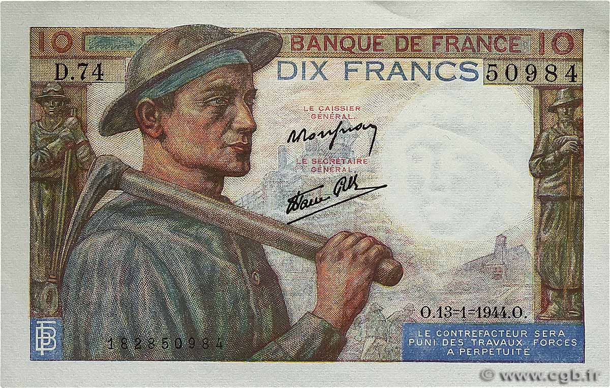 10 Francs MINEUR FRANCE 1944 F.08.10 pr.NEUF