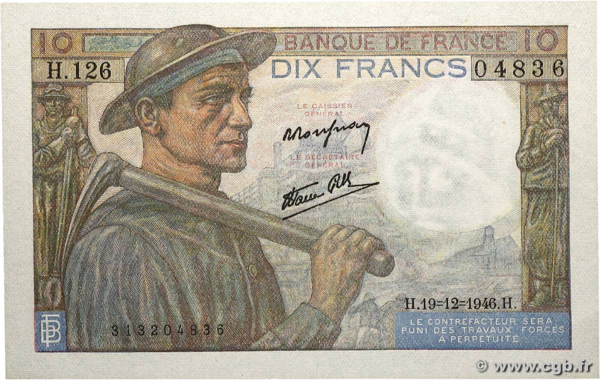 10 Francs MINEUR FRANCE 1946 F.08.16 pr.NEUF
