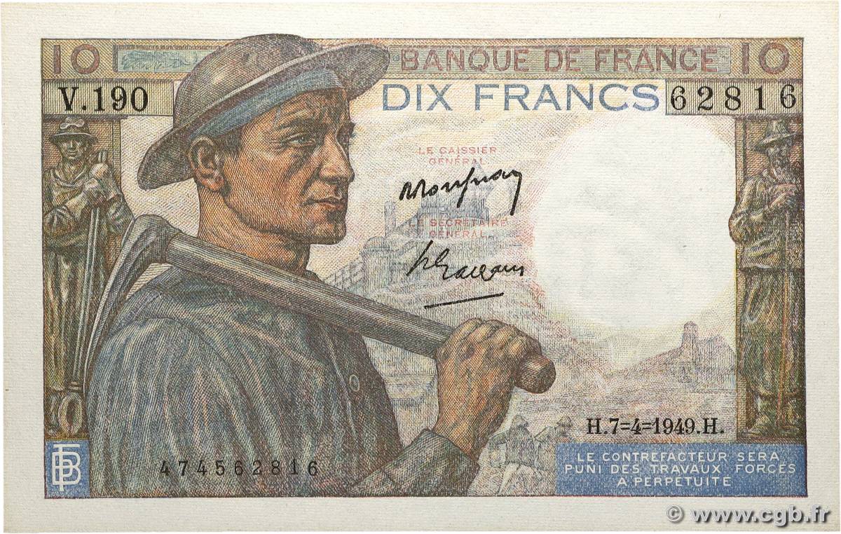 10 Francs MINEUR FRANCE 1949 F.08.21 NEUF