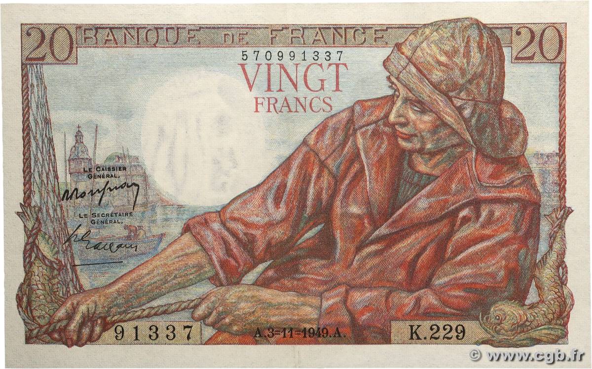 20 Francs PÊCHEUR FRANCE 1949 F.13.16 SPL
