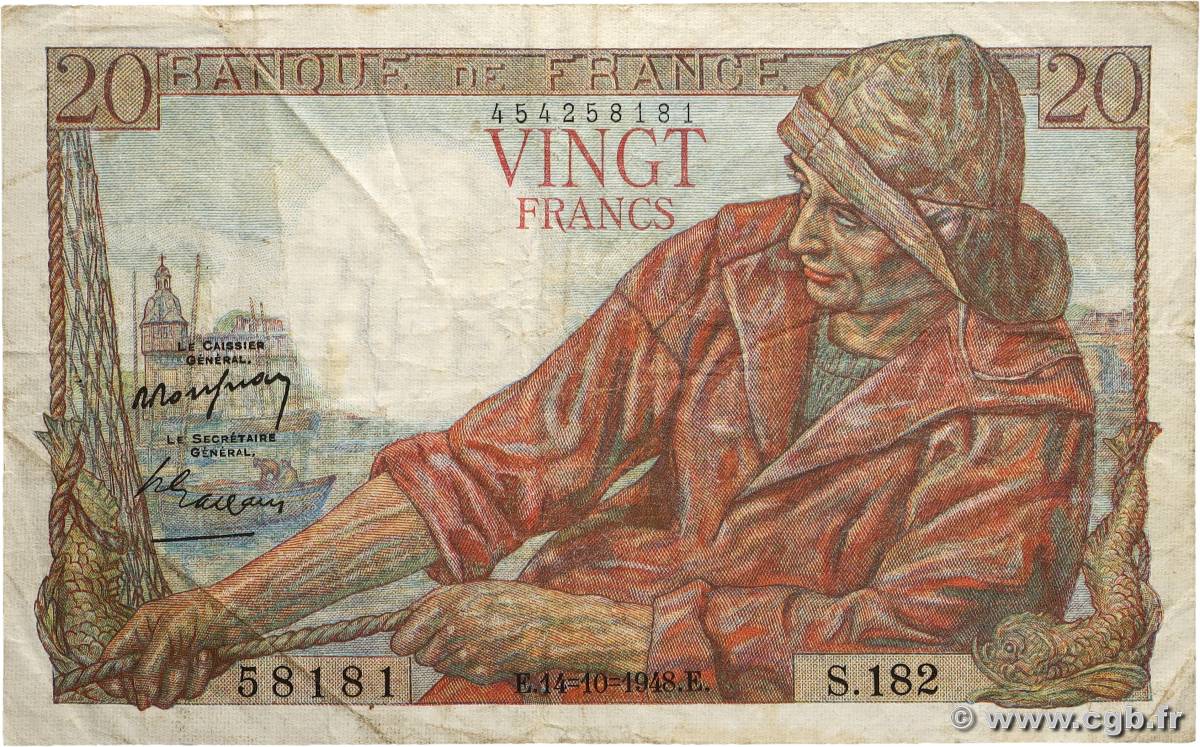 20 Francs PÊCHEUR FRANCE 1948 F.13.13 TB