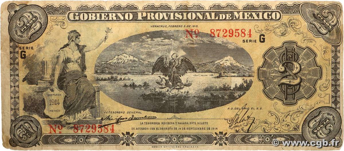 2 Pesos MEXIQUE Veracruz 1915 PS.1103a TB