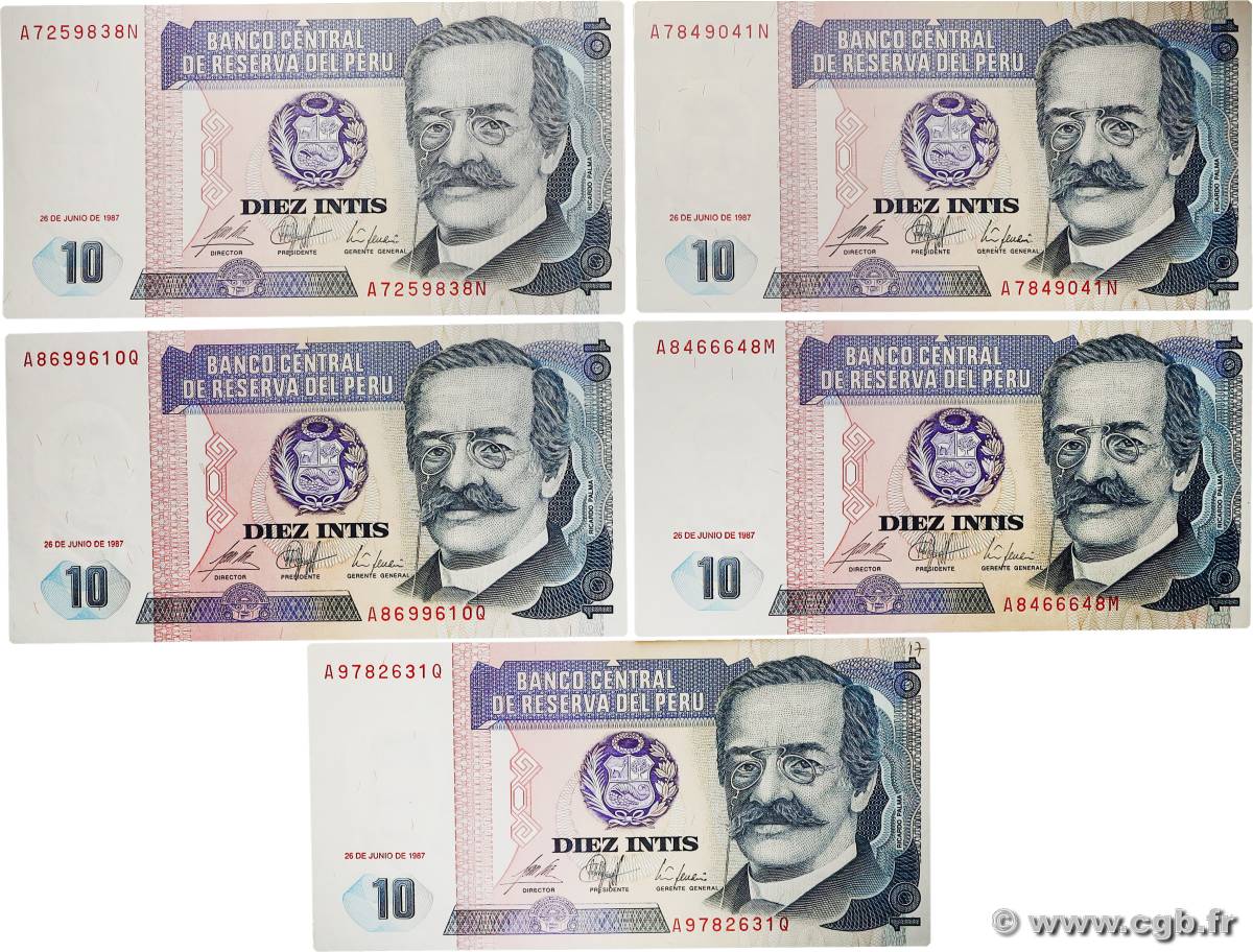 10 Intis Lot PÉROU 1987 P.129 NEUF