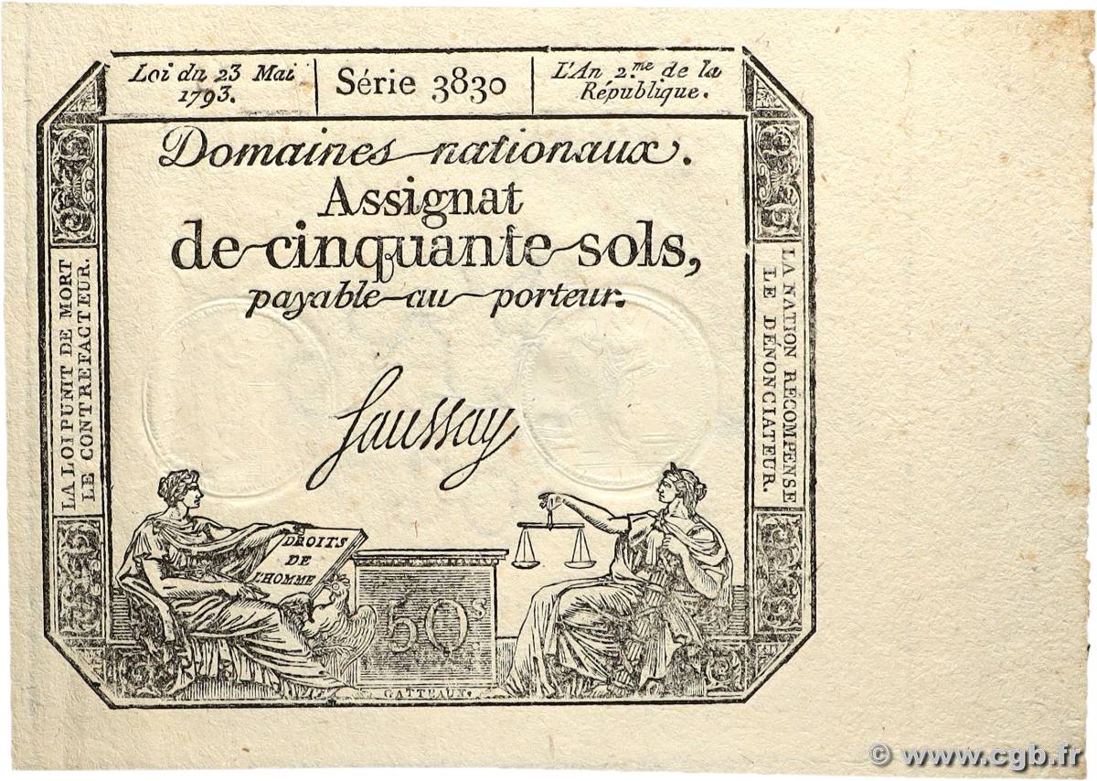 50 Sols FRANCE 1793 Ass.42c AU
