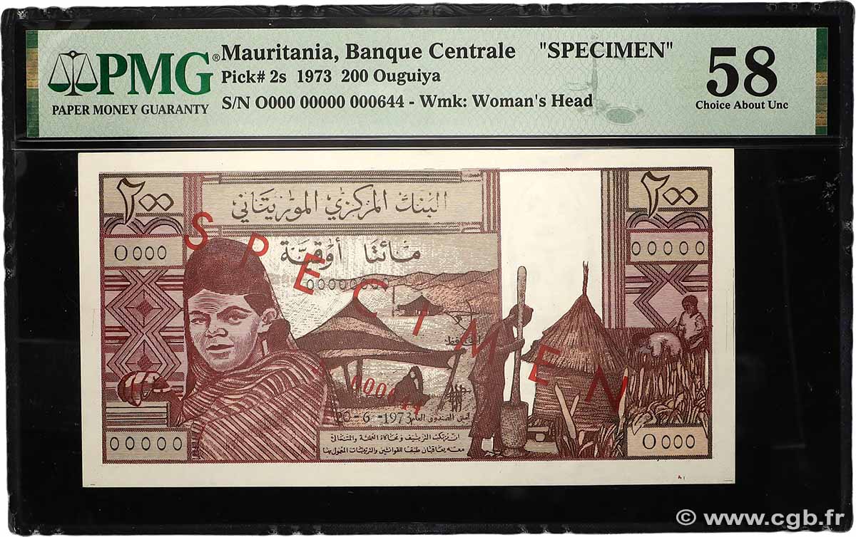 200 Ouguiya Spécimen MAURITANIA 1973 P.02s SC