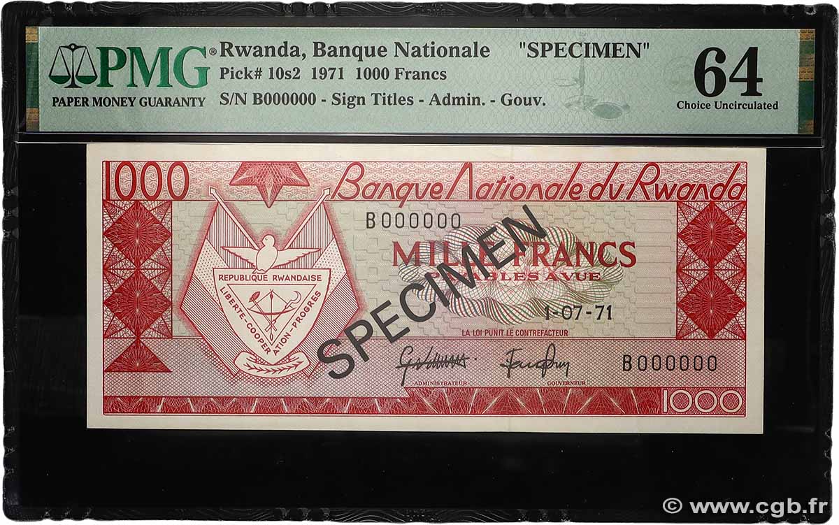 1000 Francs Spécimen RWANDA 1971 P.10s2 UNC-