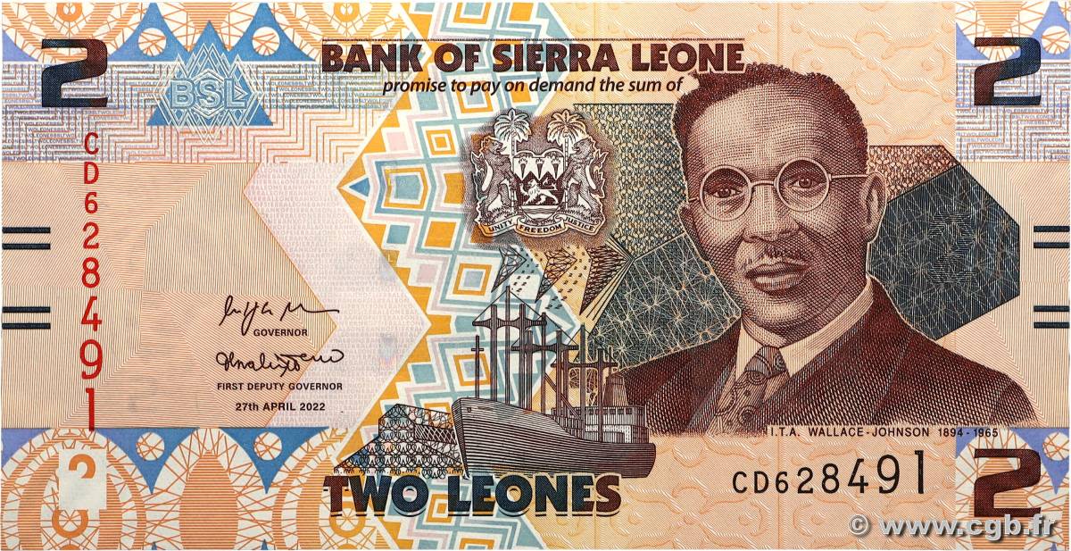 2 Leones SIERRA LEONE 2022 P.35 UNC