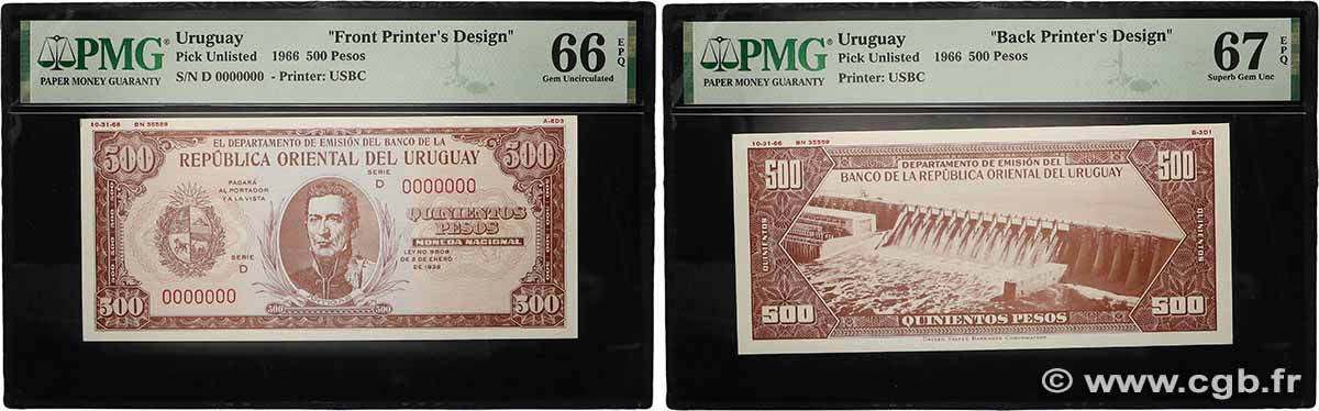 500 Pesos Épreuve URUGUAY 1966 P.- UNC