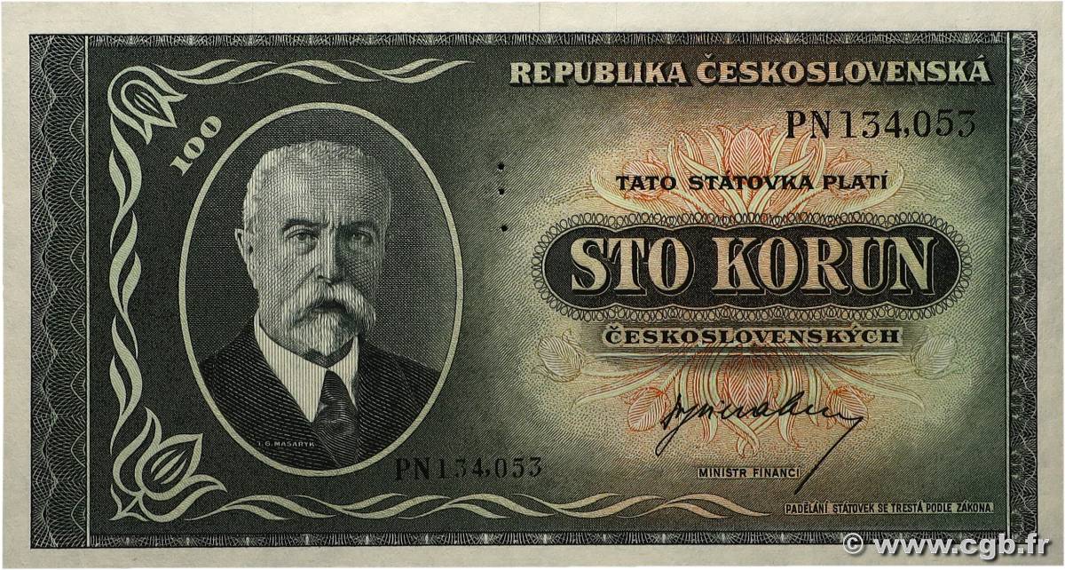 100 Korun Spécimen TCHÉCOSLOVAQUIE 1945 P.063s NEUF