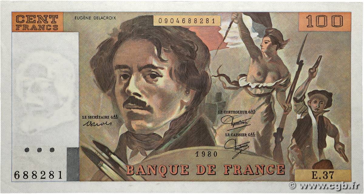 100 Francs DELACROIX modifié FRANCE 1980 F.69.04b pr.NEUF